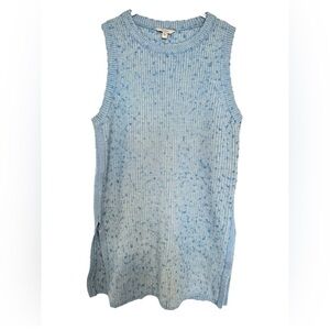Guess wool blend sleeveless knitted round neck split hem ribbed sweater- size S